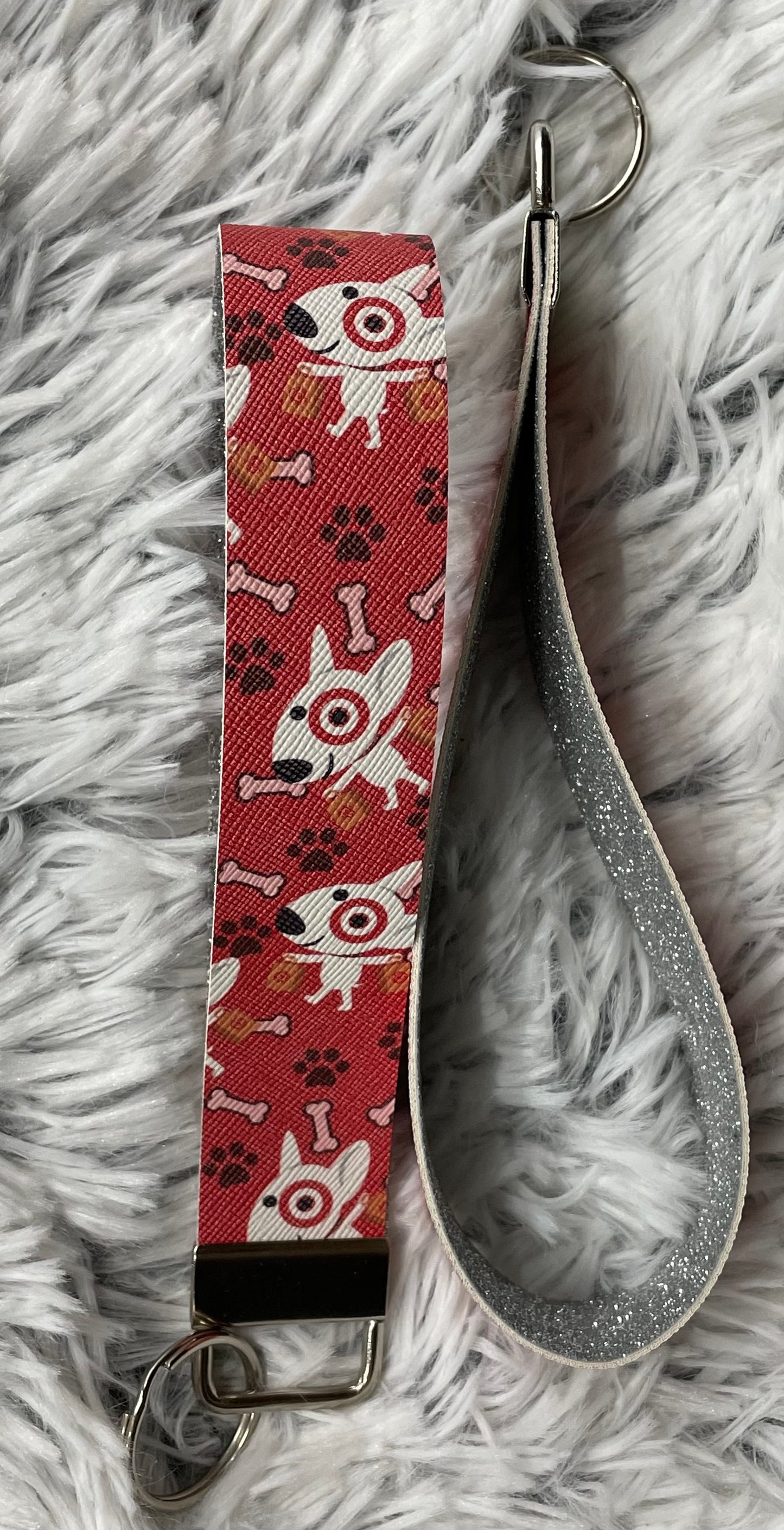 Bullseye | Target Dog | Handmade Faux Leather Wristlet Keychain