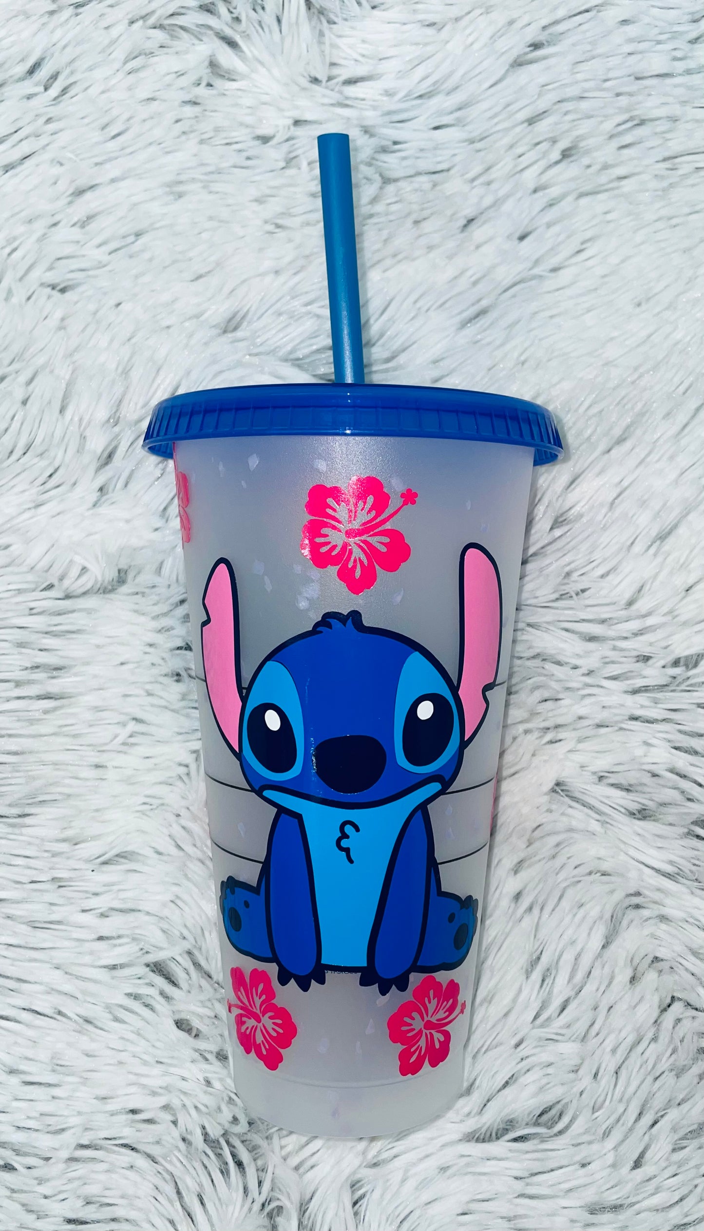 Reusable Color Changing Cold Cup 24 Oz | Blue Monster | Ohana | Full Wrap